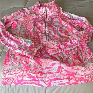 Pink and White Quarter-Zip Pullover